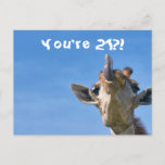 Funny Giraffe Happy 21st Birthday Briefkaart<br><div class="desc">Dit ontwerp bevat een grappig maar leuk afbeelding van een giraf! Ideaal voor speciale gelegenheden zoals verjaardagen,  verjaardagen en meer. Als u het ontwerp wilt personaliseren door het bericht,  de leeftijd of het lettertype te wijzigen,  klikt u op "Ontwerp bewerken".</div>