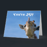Funny Giraffe Happy 21st Birthday Kaart<br><div class="desc">Dit ontwerp bevat een grappig maar leuk afbeelding van een giraf! Ideaal voor speciale gelegenheden zoals verjaardagen,  verjaardagen en meer. Als u het ontwerp wilt personaliseren door het bericht,  de leeftijd of het lettertype te wijzigen,  klikt u op "Ontwerp bewerken".</div>