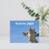 Funny Giraffe Happy 70th Birthday Briefkaart (Staand voorkant)