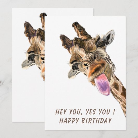Funny Giraffe Happy Birthday Kaart - Smile (Voorkant / Achterkant)