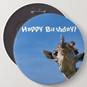 Funny Giraffe Happy Birthday Ronde Button 6,0 Cm (Voorkant /achterkant)