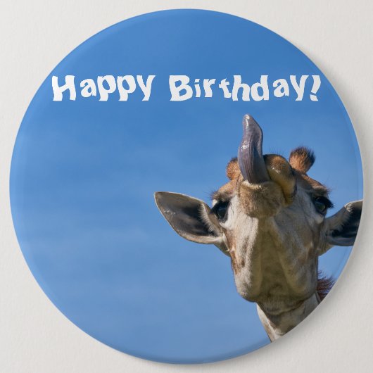Funny Giraffe Happy Birthday Ronde Button 6,0 Cm (Voorkant)