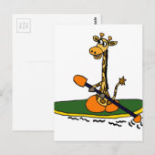 Funny Giraffe in Kayak Briefkaart (Voorkant / Achterkant)