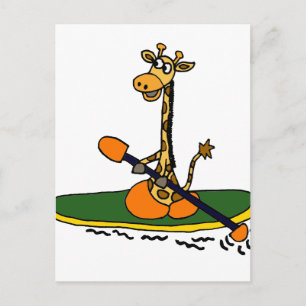 Funny Giraffe in Kayak Briefkaart