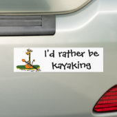 Funny Giraffe in Kayak Bumpersticker (Op auto)