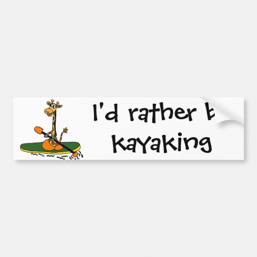 Funny Giraffe in Kayak Bumpersticker (Voorkant)