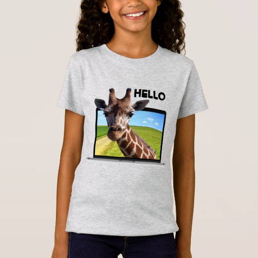 Funny Giraffe in notebook 3D foto van grafische il T-shirt (Voorkant)