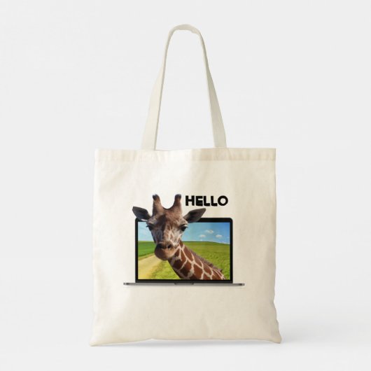 Funny Giraffe in notebook 3D foto van grafische il Tote Bag (Achterkant)