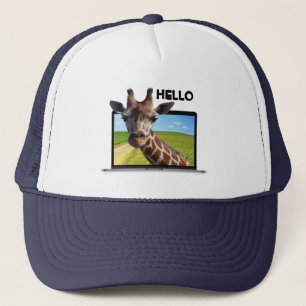 Funny Giraffe in notebook 3D foto van grafische il Trucker Pet