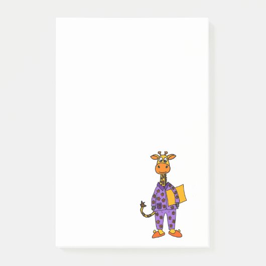 Funny Giraffe in Pajamas met Pillow Cartoon Post-it® Notes (Voorkant)