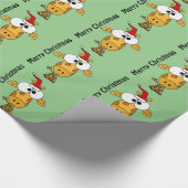 Funny Giraffe in Santa Hat-kerstkunst Cadeaupapier (Hoek)