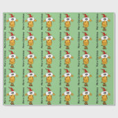 Funny Giraffe in Santa Hat-kerstkunst Cadeaupapier (Vlak)