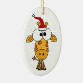 Funny Giraffe in Santa Hat-kerstkunst Keramisch Ornament (Rechts)