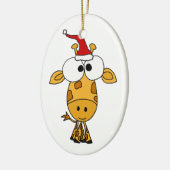 Funny Giraffe in Santa Hat-kerstkunst Keramisch Ornament (Links)