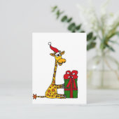 Funny Giraffe in Santa Hat-kerstontwerp Feestdagenkaart (Staand voorkant)