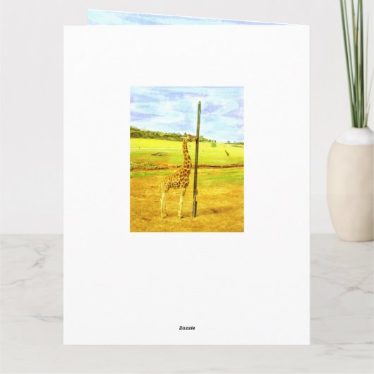 Funny Giraffe Jumbo Waterverf Birthday Kaart (Achterkant)