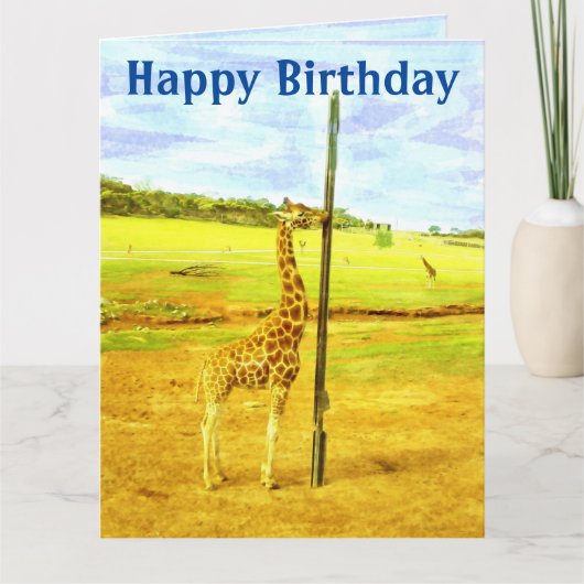 Funny Giraffe Jumbo Waterverf Birthday Kaart (Voorkant)