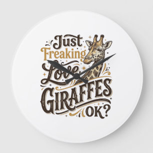 Funny Giraffe Liefhebber Vintage Typografie Shirt Grote Klok