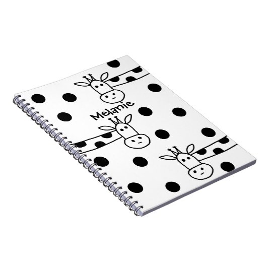 Funny Giraffe Line Drawing and Stippen Personalize Notitieboek (Rechterzijde)