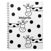 Funny Giraffe Line Drawing and Stippen Personalize Notitieboek (Voorkant)