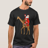 Funny Giraffe Lover Santa Riding Giraffe Kerstmis T-shirt (Voorkant)
