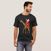 Funny Giraffe Lover Santa Riding Giraffe Kerstmis T-shirt (Voorkant volledig)