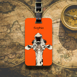 Funny Giraffe Luggage Tag Bagagelabel