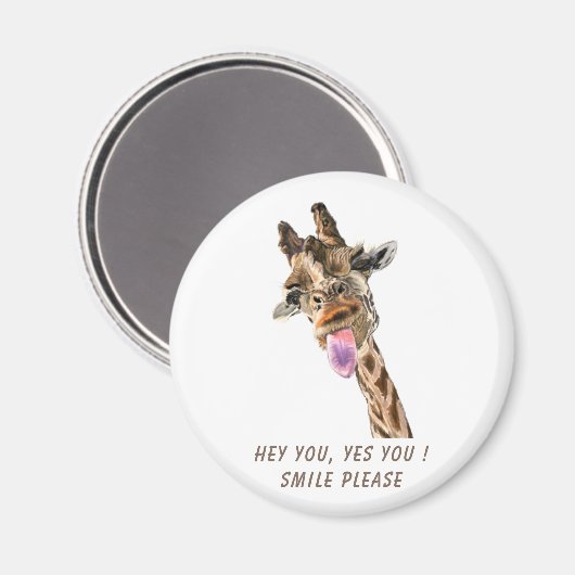 Funny Giraffe Magnet Gift - Smile - Aangepaste Tek (Voorkant / Achterkant)