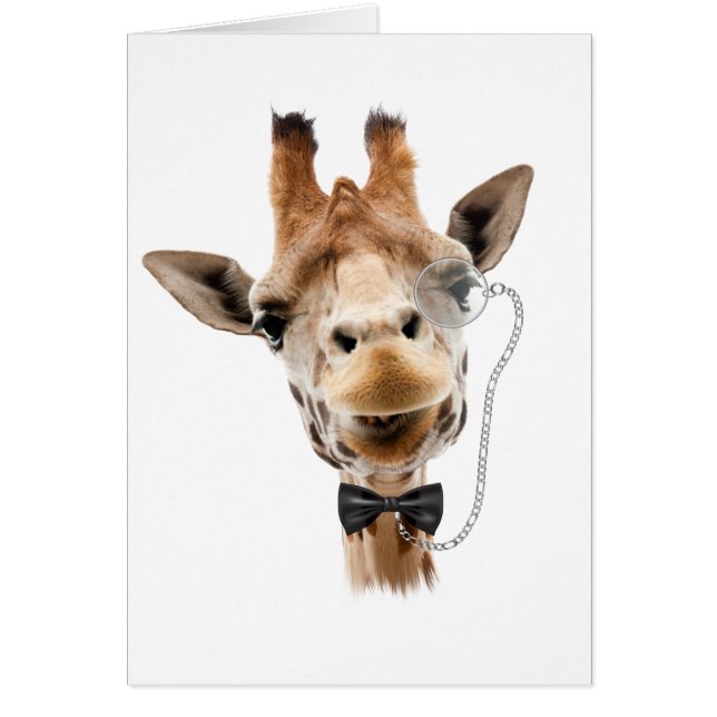 Funny Giraffe met Bowtie en Monocle (Voorkant)