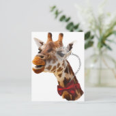 Funny Giraffe met Bowtie en Monocle Briefkaart (Staand voorkant)
