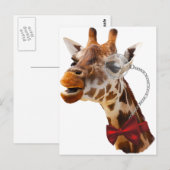 Funny Giraffe met Bowtie en Monocle Briefkaart (Voorkant / Achterkant)