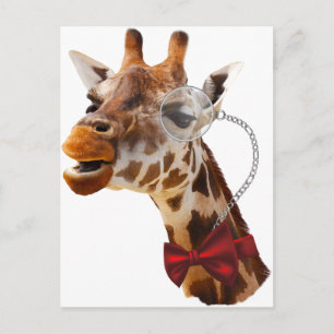 Funny Giraffe met Bowtie en Monocle Briefkaart