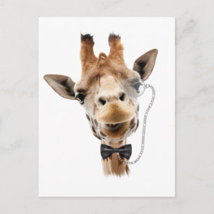 Funny Giraffe met Bowtie en Monocle Briefkaart