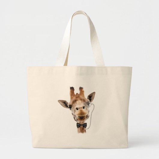 Funny Giraffe met Bowtie en Monocle Grote Tote Bag (Voorkant)