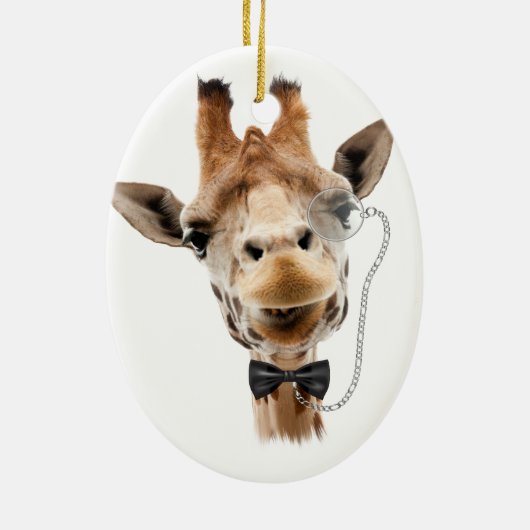 Funny Giraffe met Bowtie en Monocle Keramisch Ornament (Achterkant)