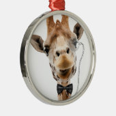 Funny Giraffe met Bowtie en Monocle Metalen Ornament (Rechts)