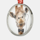 Funny Giraffe met Bowtie en Monocle Metalen Ornament (Links)
