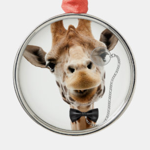 Funny Giraffe met Bowtie en Monocle Metalen Ornament