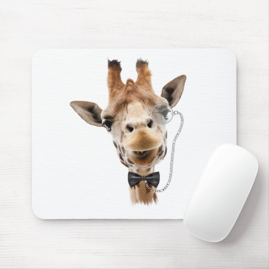 Funny Giraffe met Bowtie en Monocle Muismat (Met muis)
