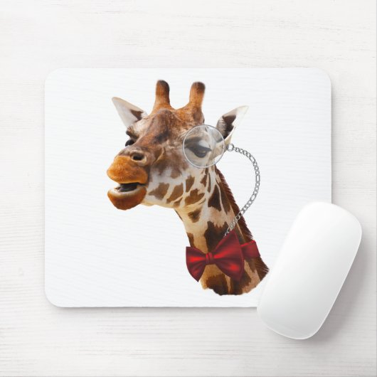 Funny Giraffe met Bowtie en Monocle Muismat (Met muis)