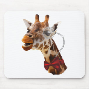 Funny Giraffe met Bowtie en Monocle Muismat