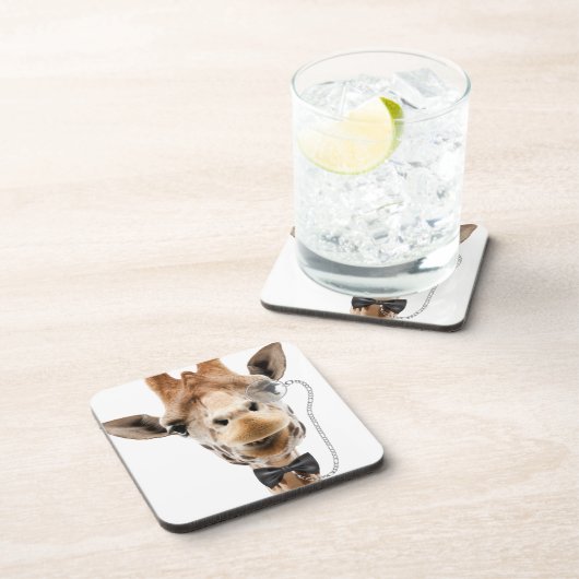 Funny Giraffe met Bowtie en Monocle Onderzetter (Rechterzijde)