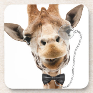 Funny Giraffe met Bowtie en Monocle Onderzetter