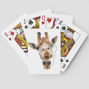 Funny Giraffe met Bowtie en Monocle Pokerkaarten