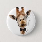 Funny Giraffe met Bowtie en Monocle Ronde Button 5,7 Cm (Voorkant)