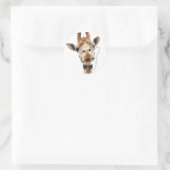 Funny Giraffe met Bowtie en Monocle Ronde Sticker (Tas)
