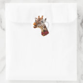 Funny Giraffe met Bowtie en Monocle Ronde Sticker (Tas)