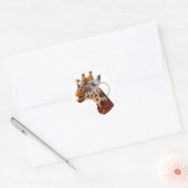 Funny Giraffe met Bowtie en Monocle Ronde Sticker (Envelop)