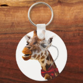 Funny Giraffe met Bowtie en Monocle Sleutelhanger (Voorkant)