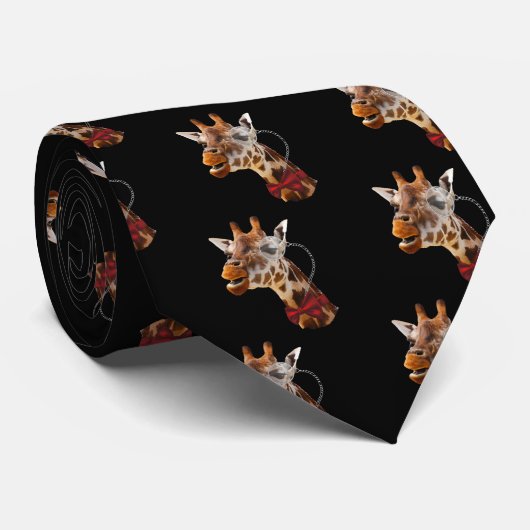 Funny Giraffe met Bowtie en Monocle Stropdas (Opgerold)